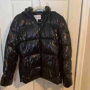 BCBGeneration Glossy Black Puffer Jacket